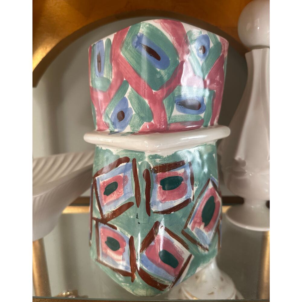 Vintage hand-painted vase colorful abstract unique rare one of a kind unique - Picture 16 of 16